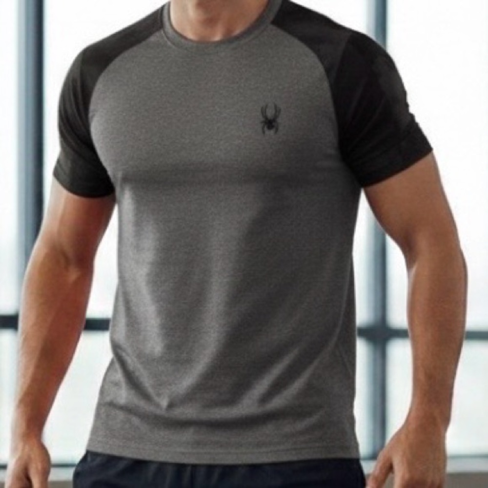 Spyder Men’s Tee Shirt Gray Medium Short Sleeve Crewneck EUC